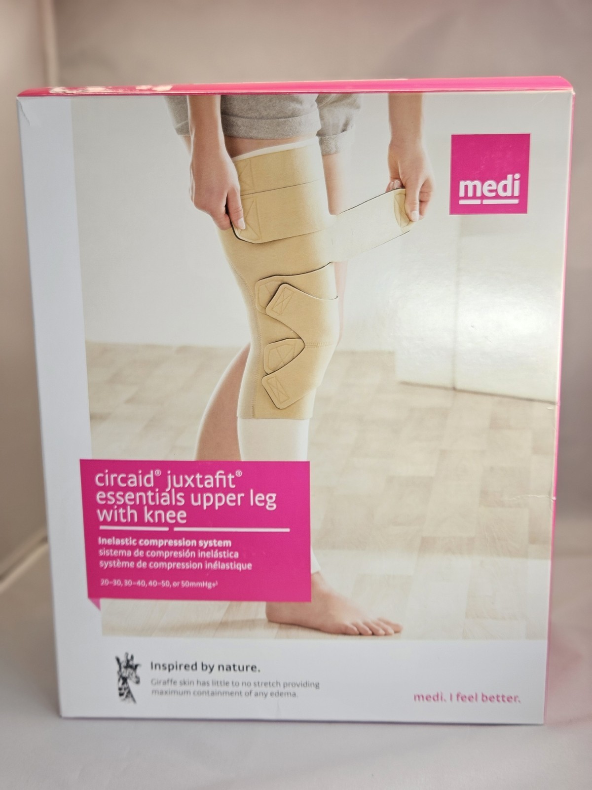 Medi Circaid Juxtafit Essentials Upper LEFT Leg With Knee – Large, 35cm L, Beige