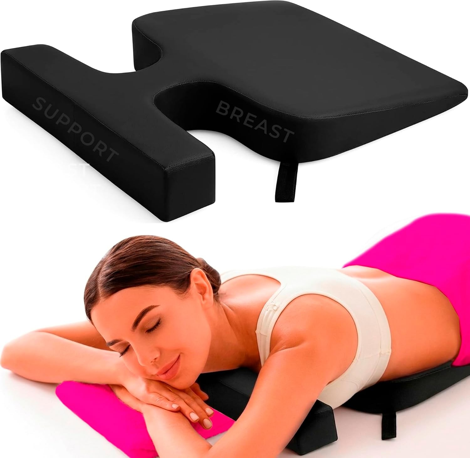 Medical Breast Pillow for Larger Bust Sizes AA-C+ Black Wedge Cushion Post