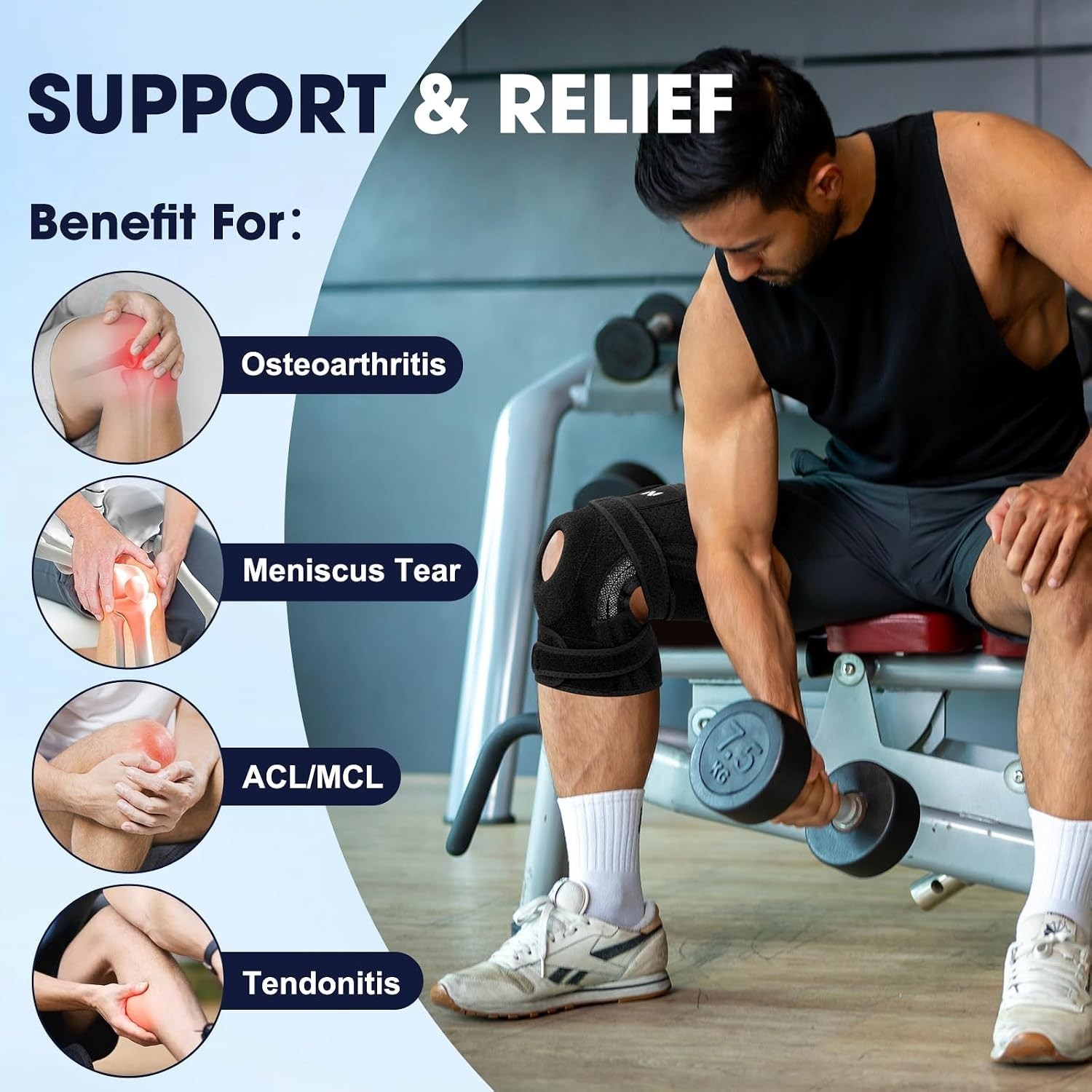 Adjustable Elite Knee Support for Meniscus Tears, Arthritis & Active Lifestyle