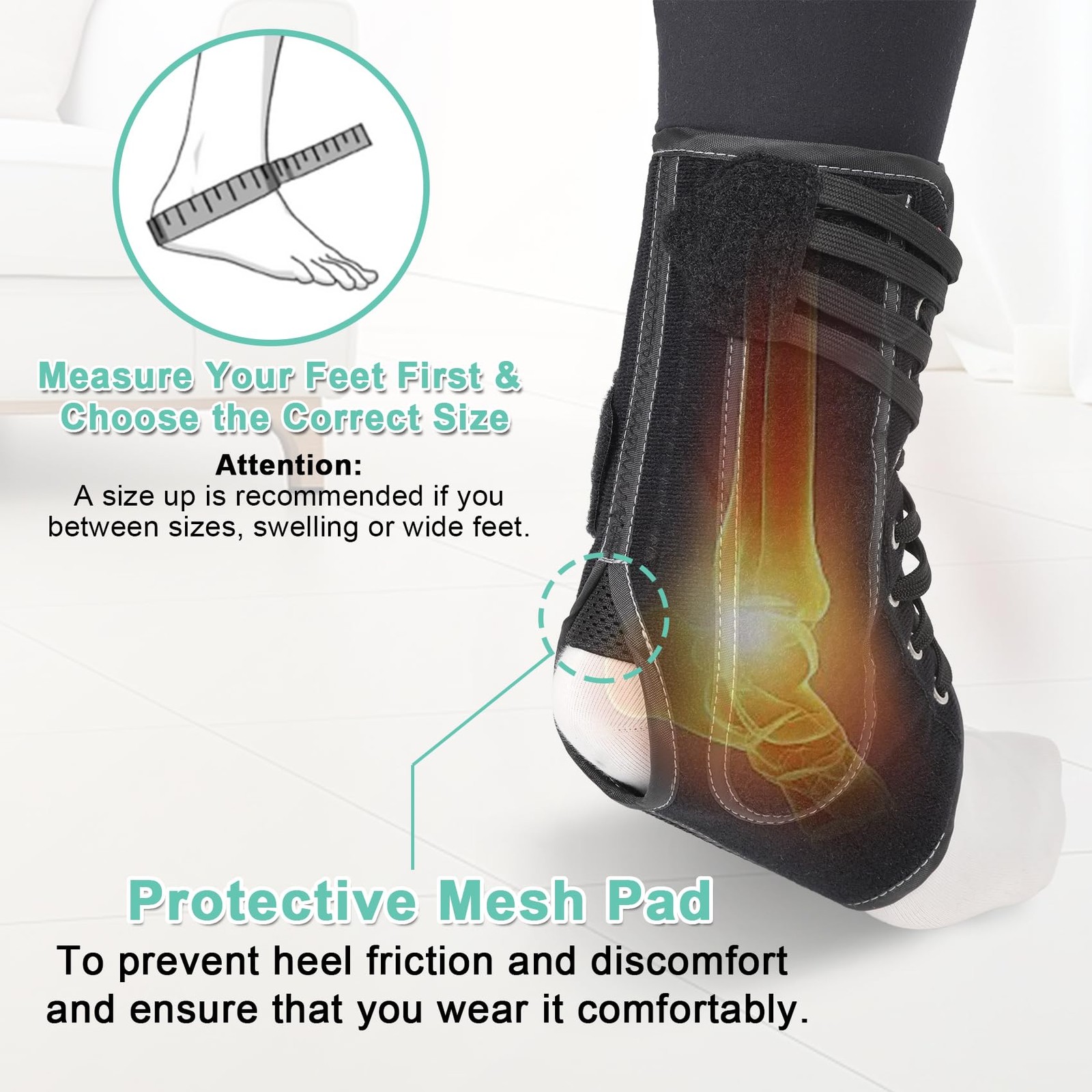 Size M Lace Up Ankle Brace Women Men Quick Adjustment Side Stabilizer 1 PCS