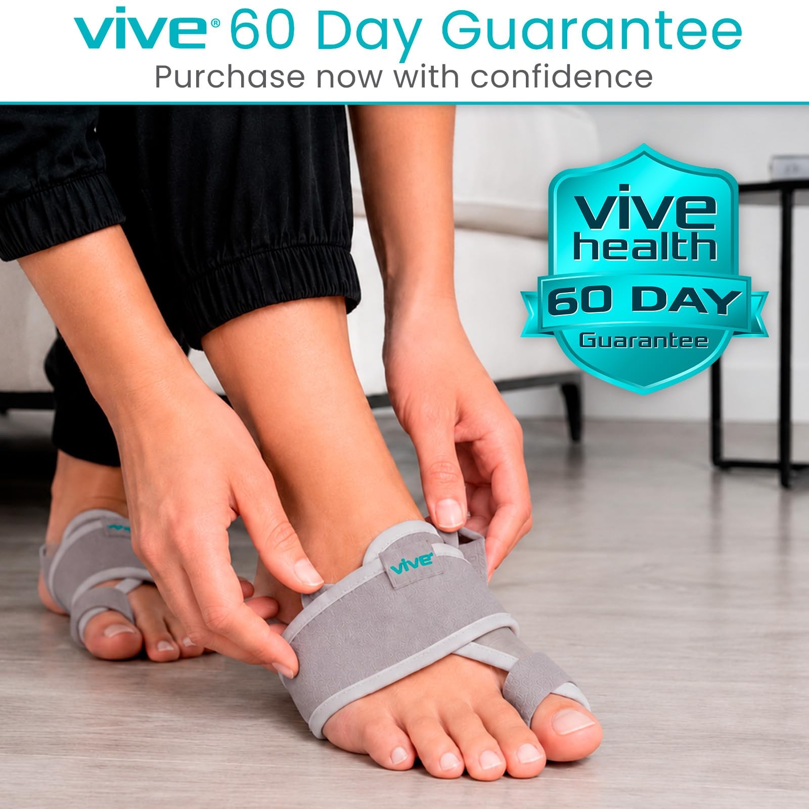 Vive Bunion Brace (Pair) – Big Toe Corrector 1 Count (Pack of 1), Gray