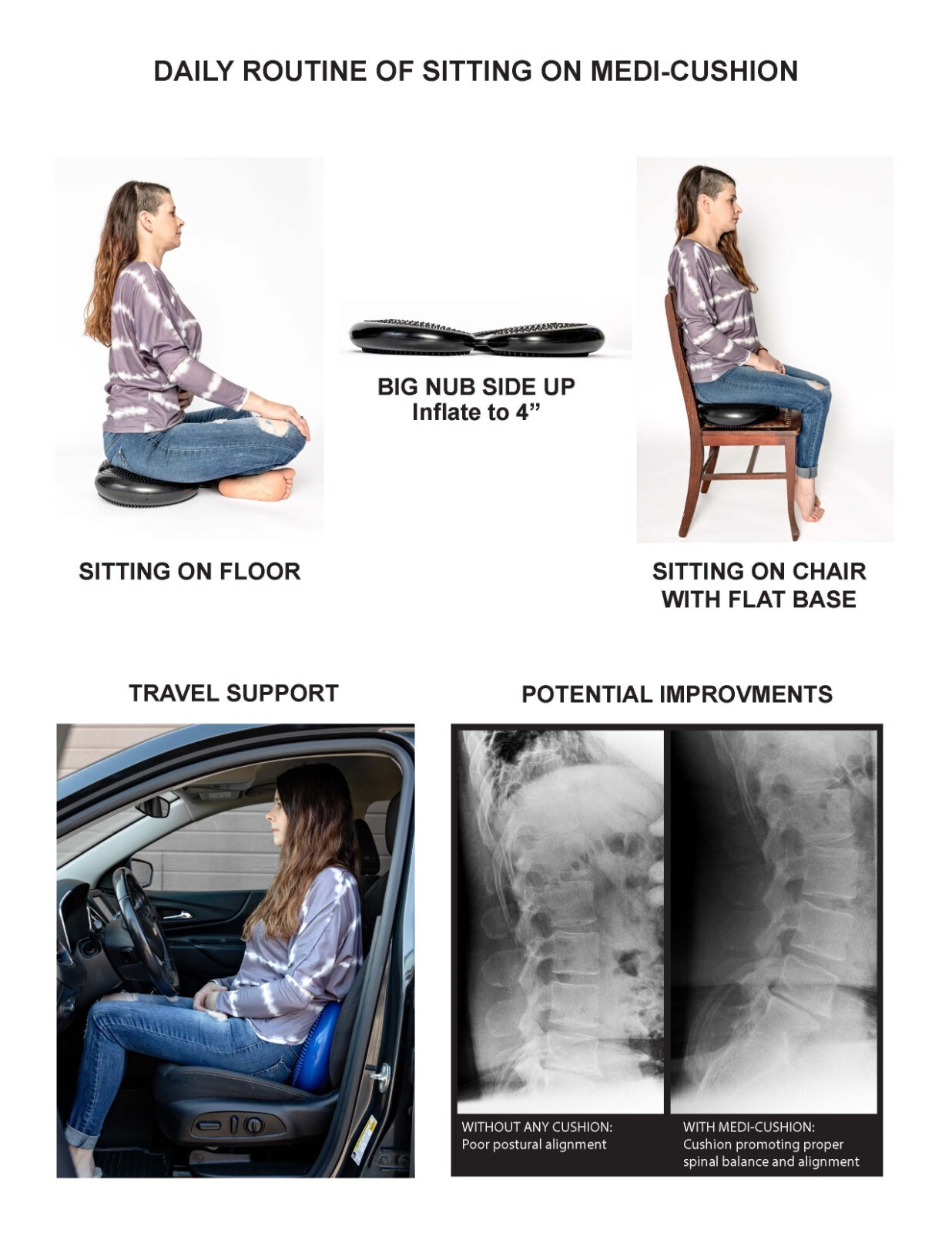 CUSHION, CHIROPRACTIC CUSHION, PELVIC, SCIATICPAIN, HEMORRHOIDAL PAIN RELIEVING