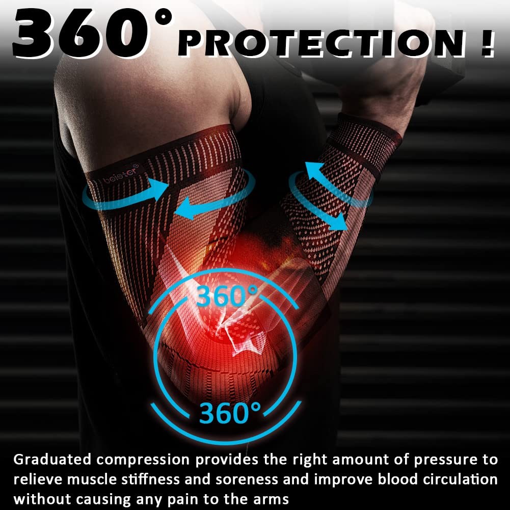 Compression Arm Sleeves with Elastic Strap for Men & Women (Pairs), Elbow Bra…