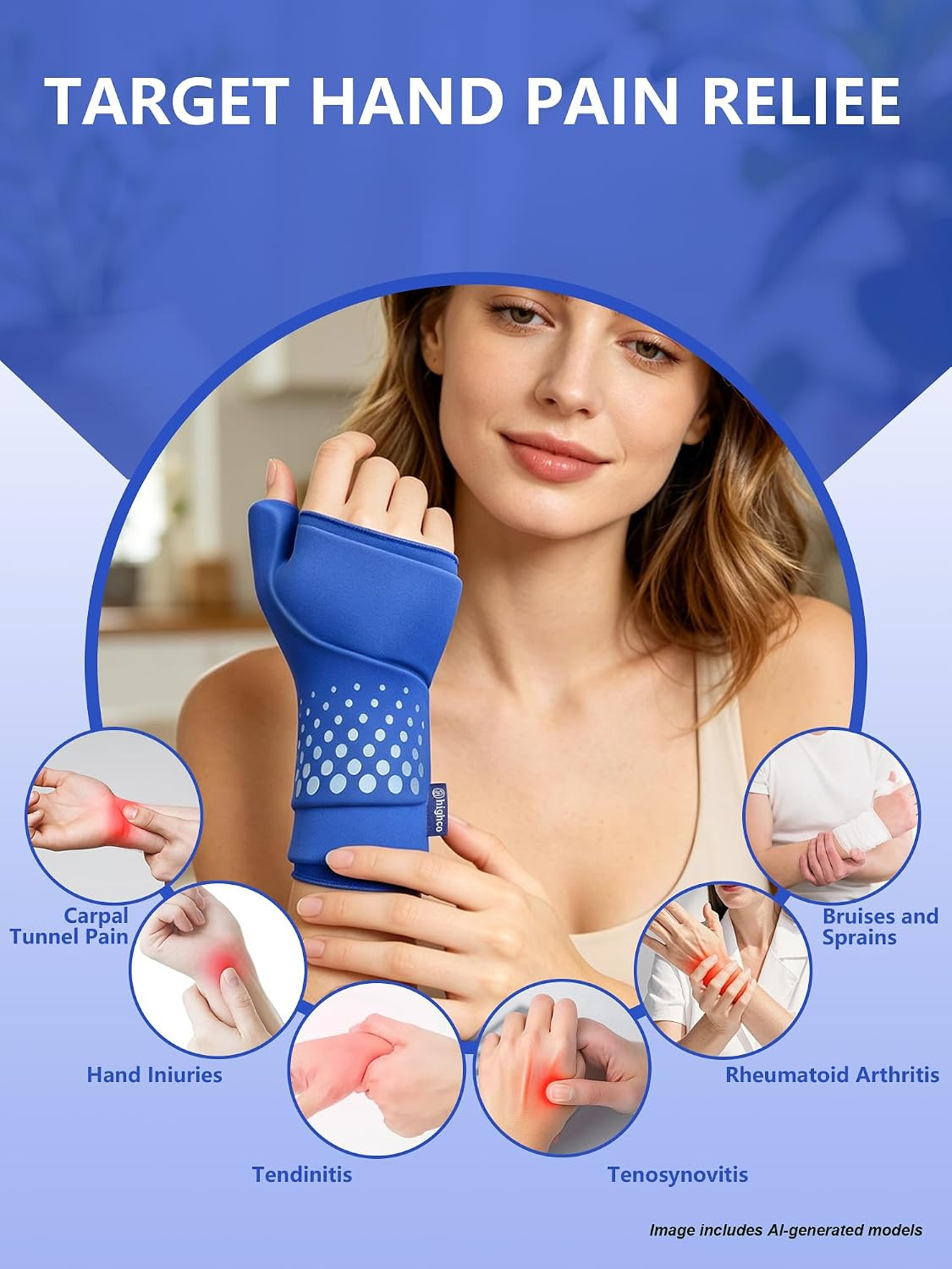 Wrist &Thumb Ice Pack Wrap -Cold&Hot Therapy Thickened Ice Gel- Hand Ice Pack