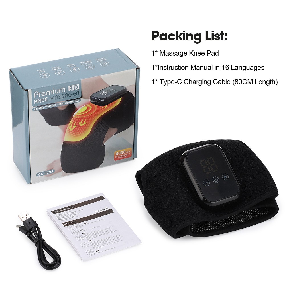 USB Heated Knee Brace Heating Support Muscle Massage Tool Warm Massager Wrap Pad
