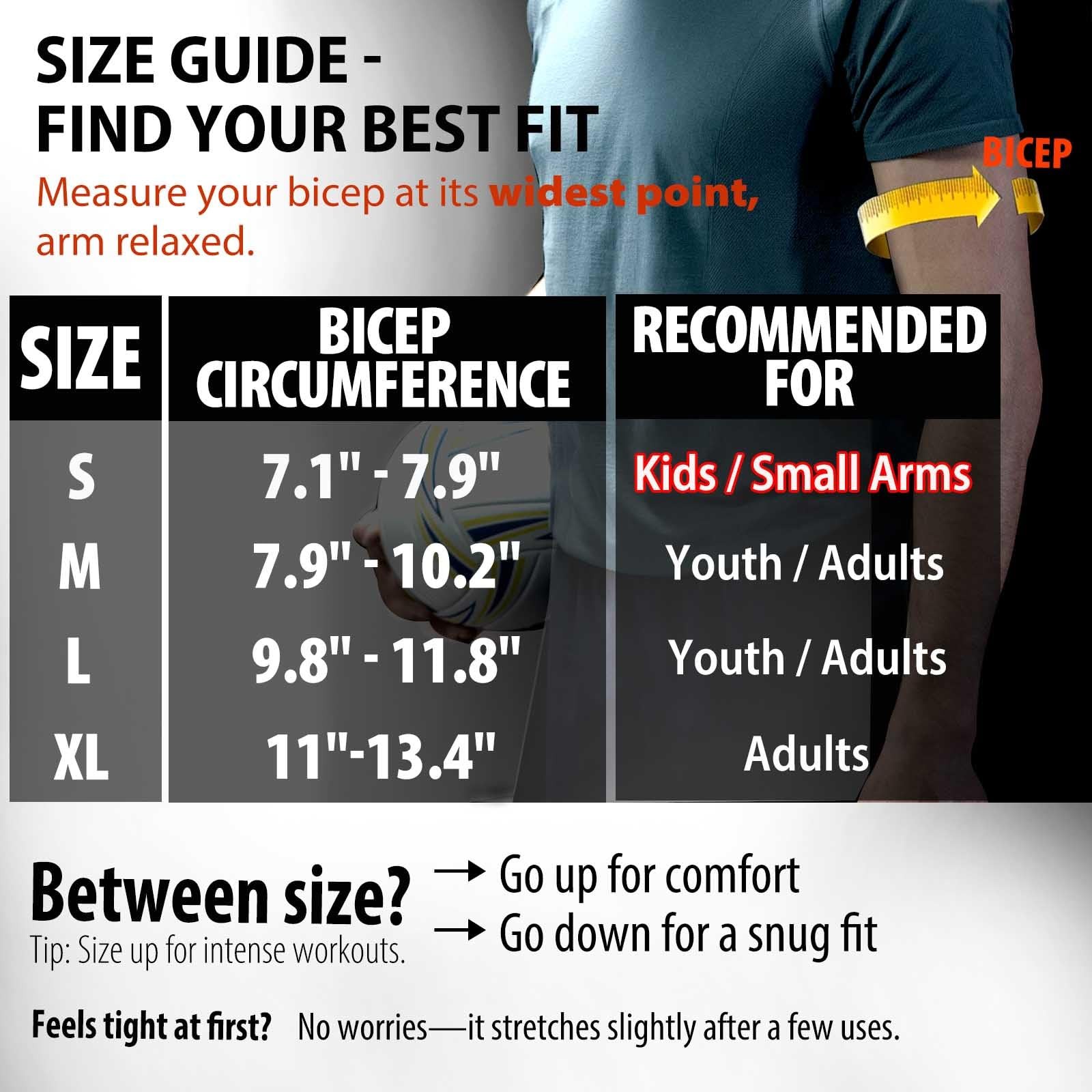 Frelaxy Padded Elbow Forearm Sleeves 2 Pack Compression Small, Black
