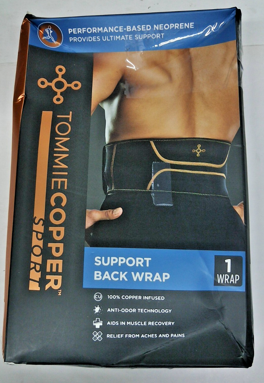 TOMMIE COPPER SPORT COMFORT BACK BRACE – SIZE: S/M – BLACK/COPPER