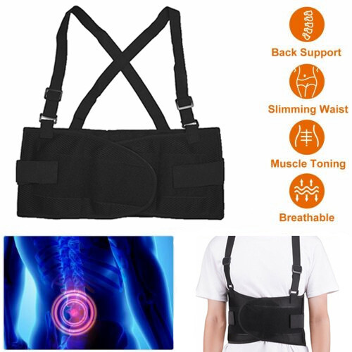 Heavy Duty Lumbar Lower Back Waist Support Belt Weight Lift Brace Suspender Work