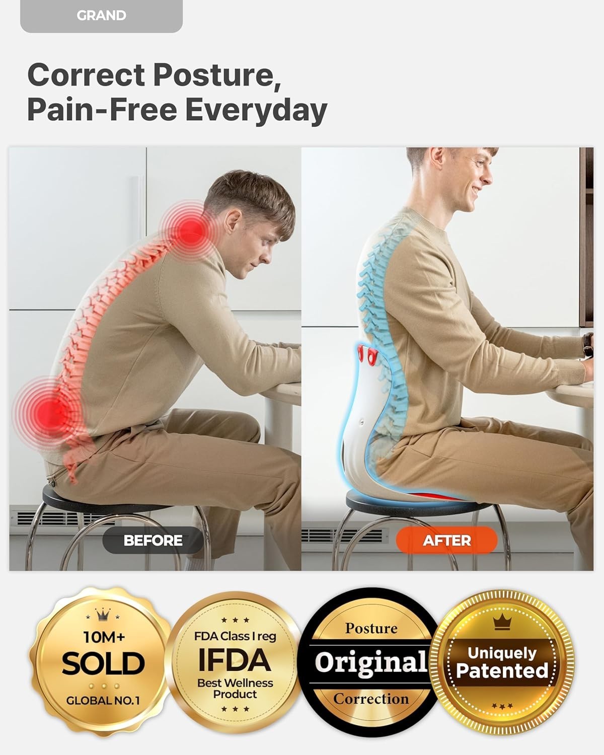 Wide Ergonomic Back Support Wedge – Ultimate Relief for Office & Gaming Chairs