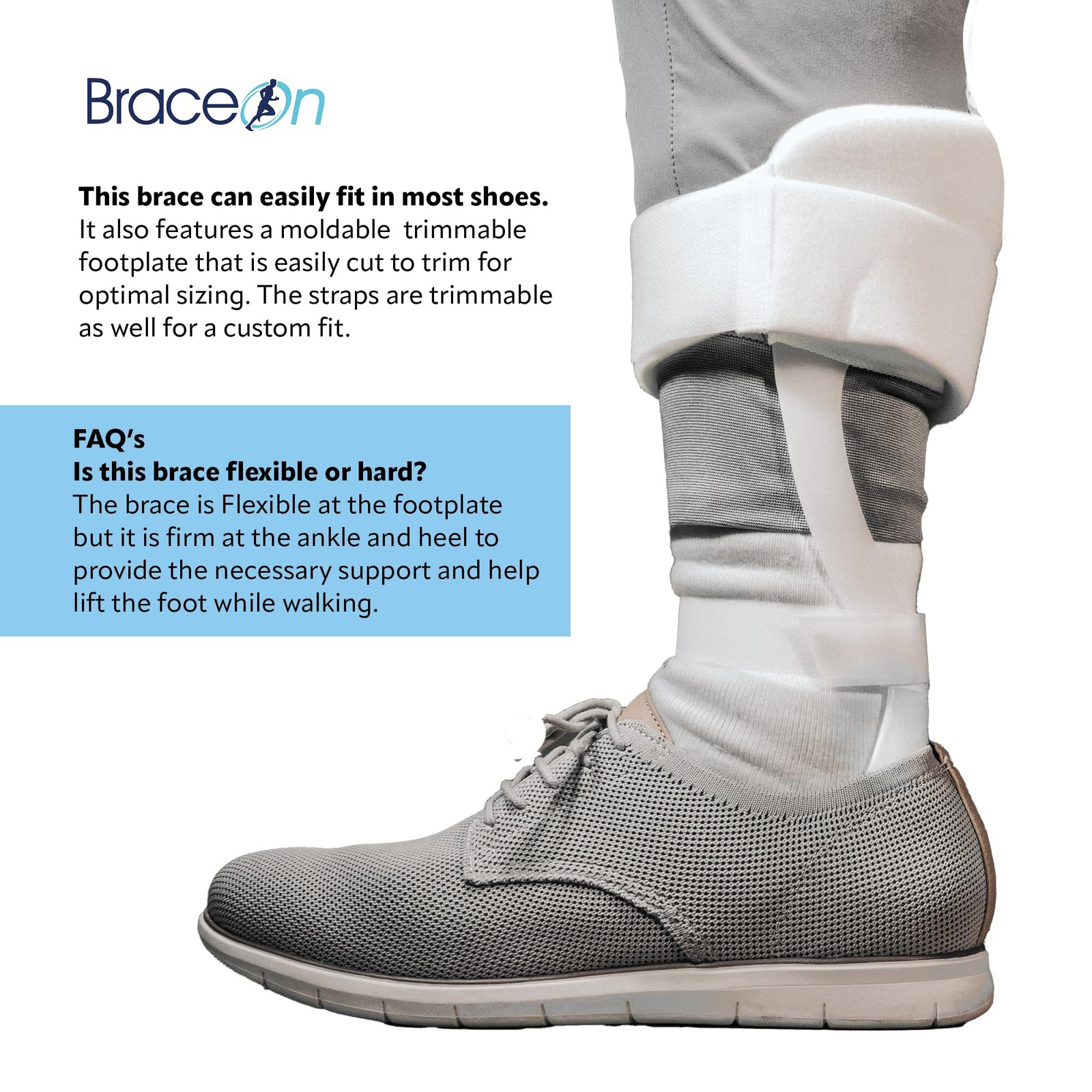 Brace On Swedish Deluxe AFO Ankle Brace for Women’s Left Foot Drop