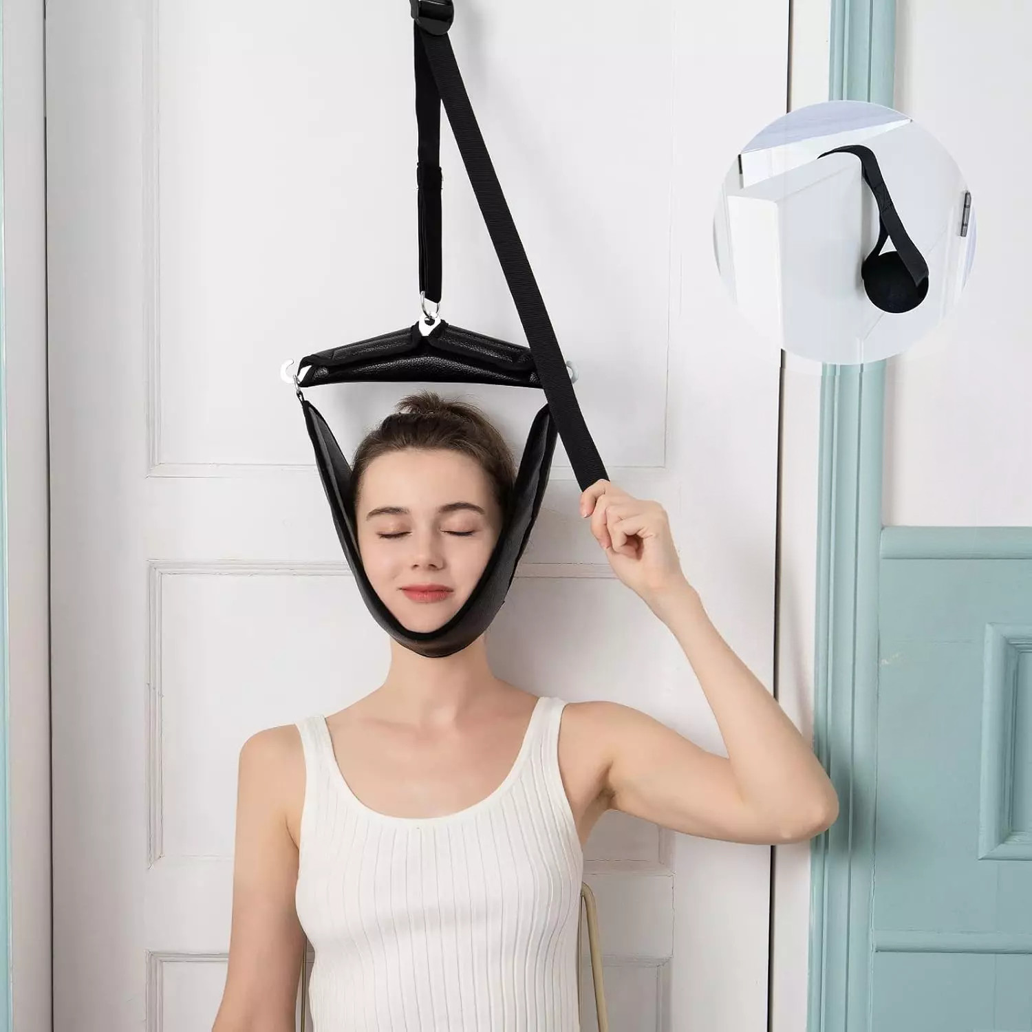 Neck Traction Stretcher Cervical Head Brace Pain Relief Device Home Over Door