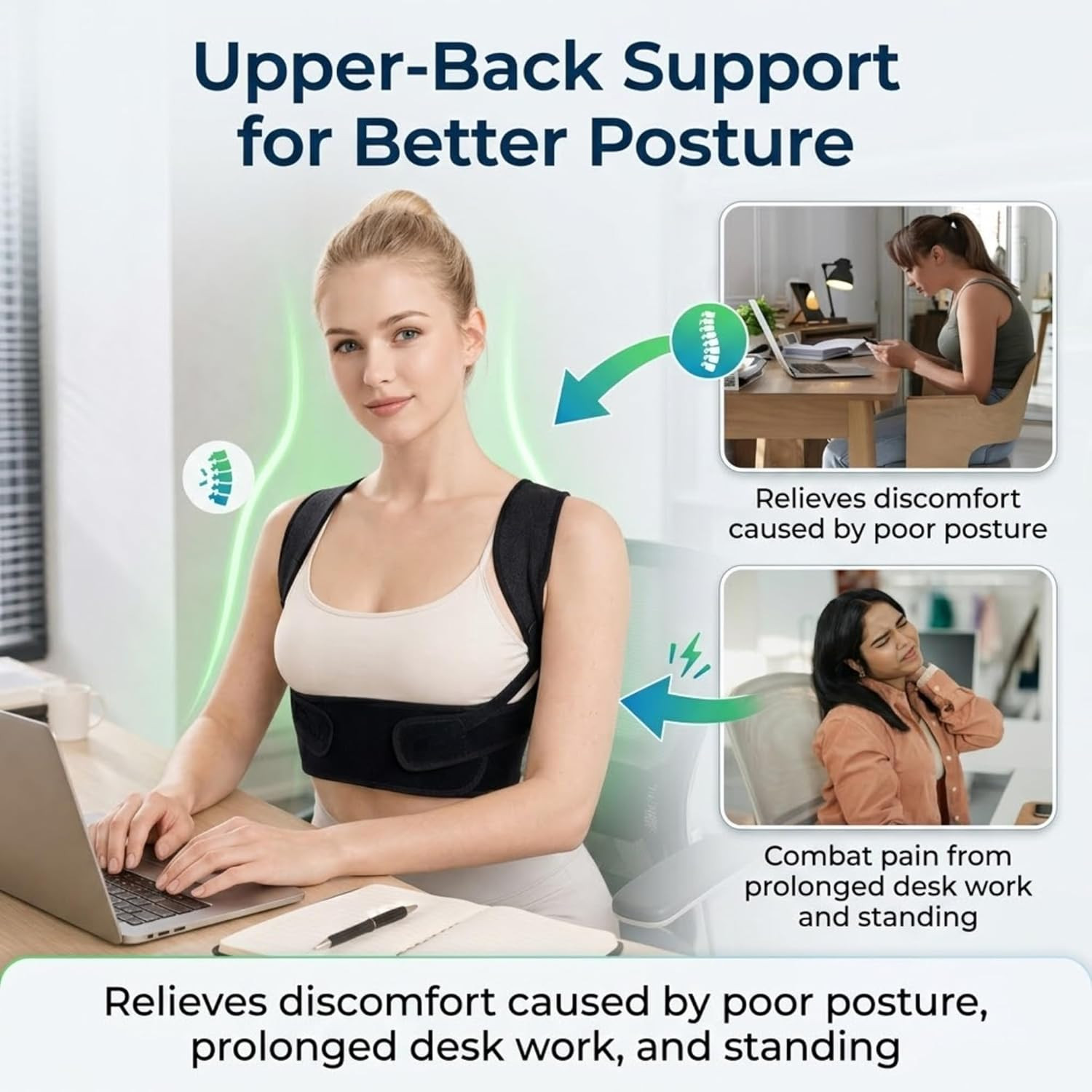 Posture Corrector for Women, Adjustable Upper-Back Brace for Shoulder & Upper-Ba