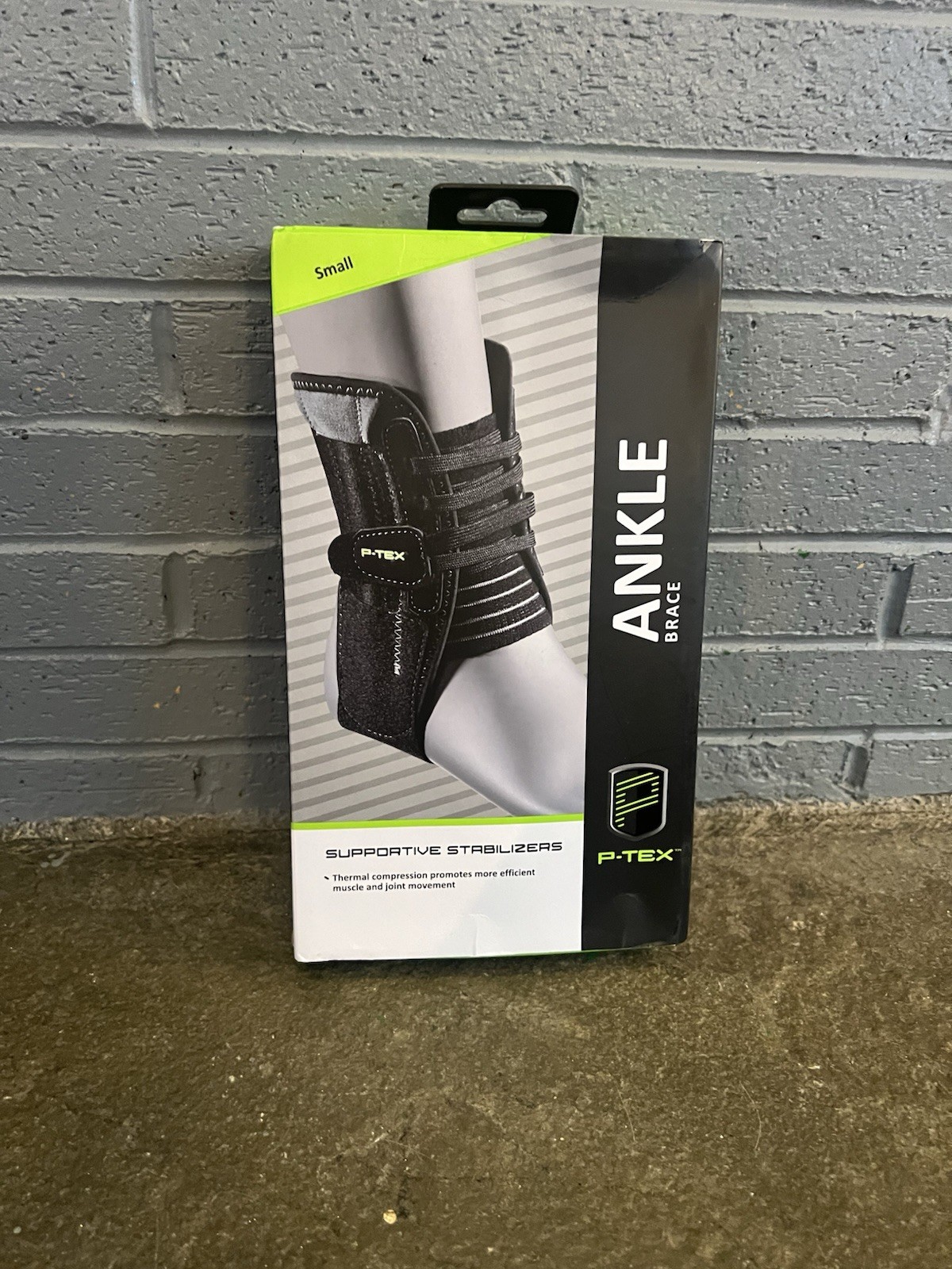 P-TEX Thermal Compression Ankle Brace with Stabilizers, Small Black NIB