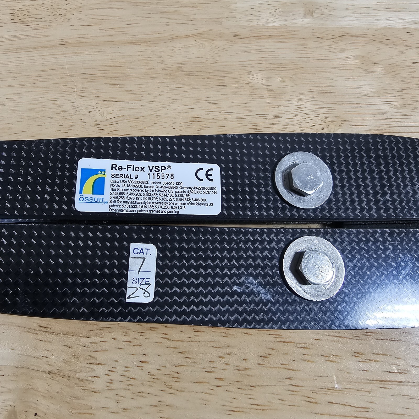 OSSUR RE-FLEX VSP PROSTHETIC MID PROFILE CARBON X FOOT Sz 28 / CAT 7 NO PYLON