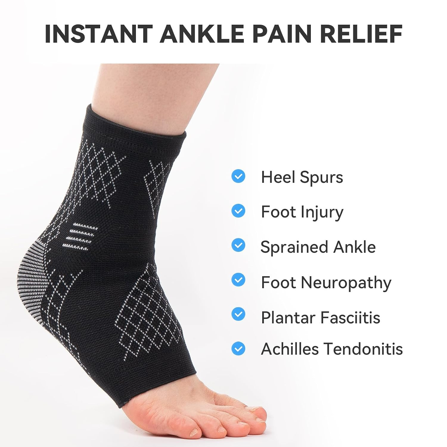 INDEEMAX 2 Pack Ankle Brace for Sprained Ankle, Arch Support X-Large, Black