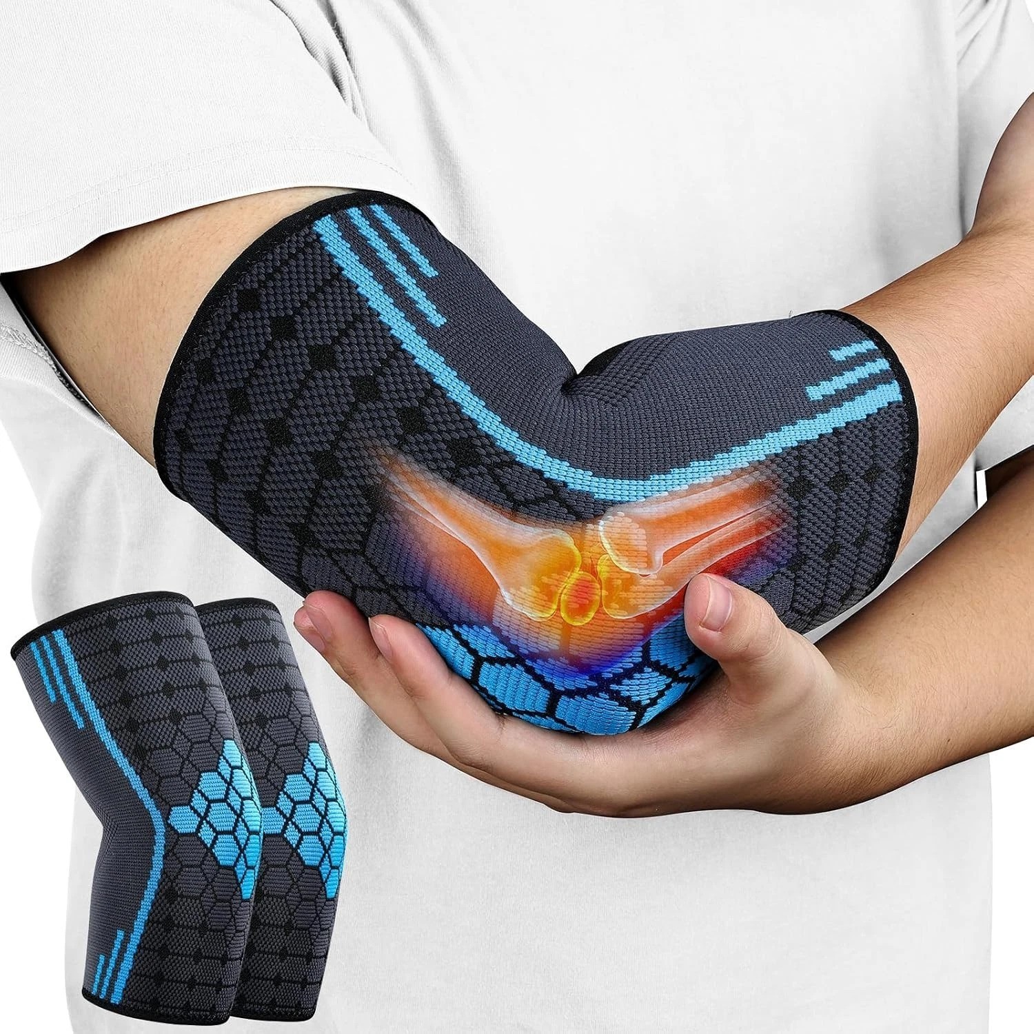 2 Pack Elbow Compression Sleeve Wraps Pads for Tendonitis Arthritis Bursitis