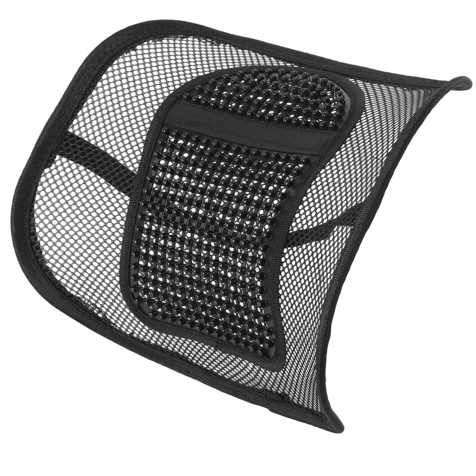 Car Seat Back Support Breathable Mesh Back Lumbar Support Cushion w/Massage Bead