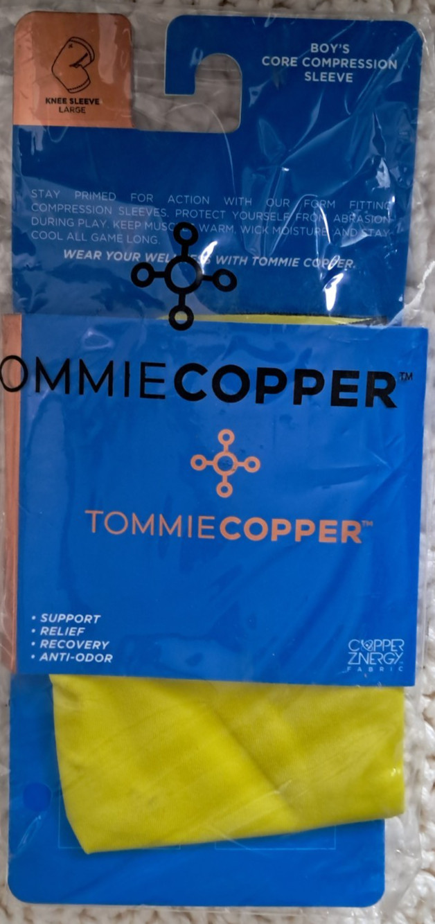 TOMMIE COPPER CORE COMPRESSION Knee SLEEVEs Youth Boy Large Yellow-Green NEW!!