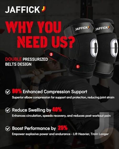 Weightlifting Elbow Brace(1 Pair) – Elbow Sleeve with Dual Adjustable L Black