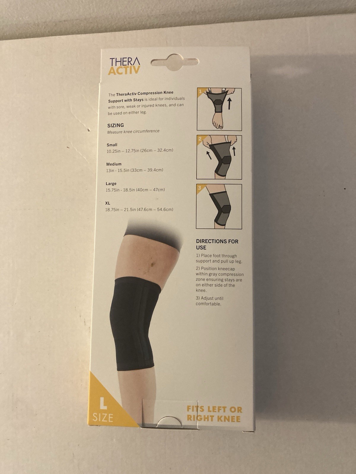 Thera Activ Compression Knee Support With Stays Size Large New