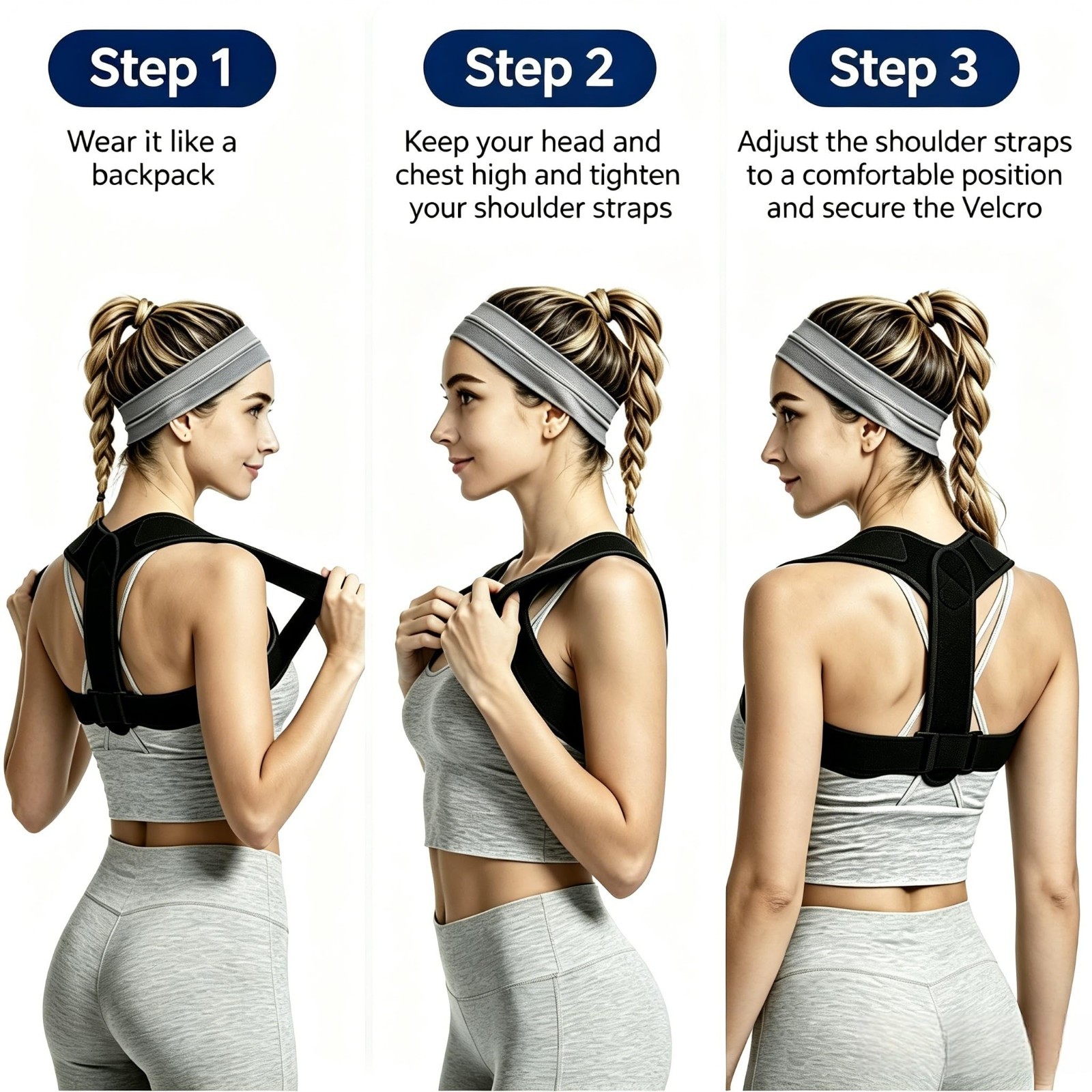 Adjustable Posture Corrector for Men & Women, Breathable Back Support Brace, Pai