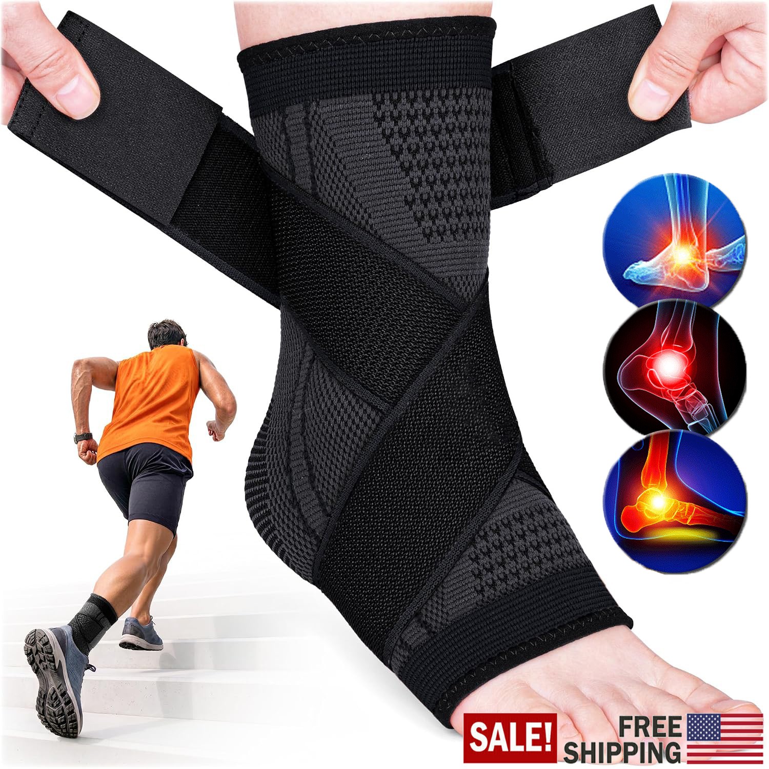1-2pcs Ankle Brace for Women & Men, Ankle Compression Sleeve Support Pain Relief