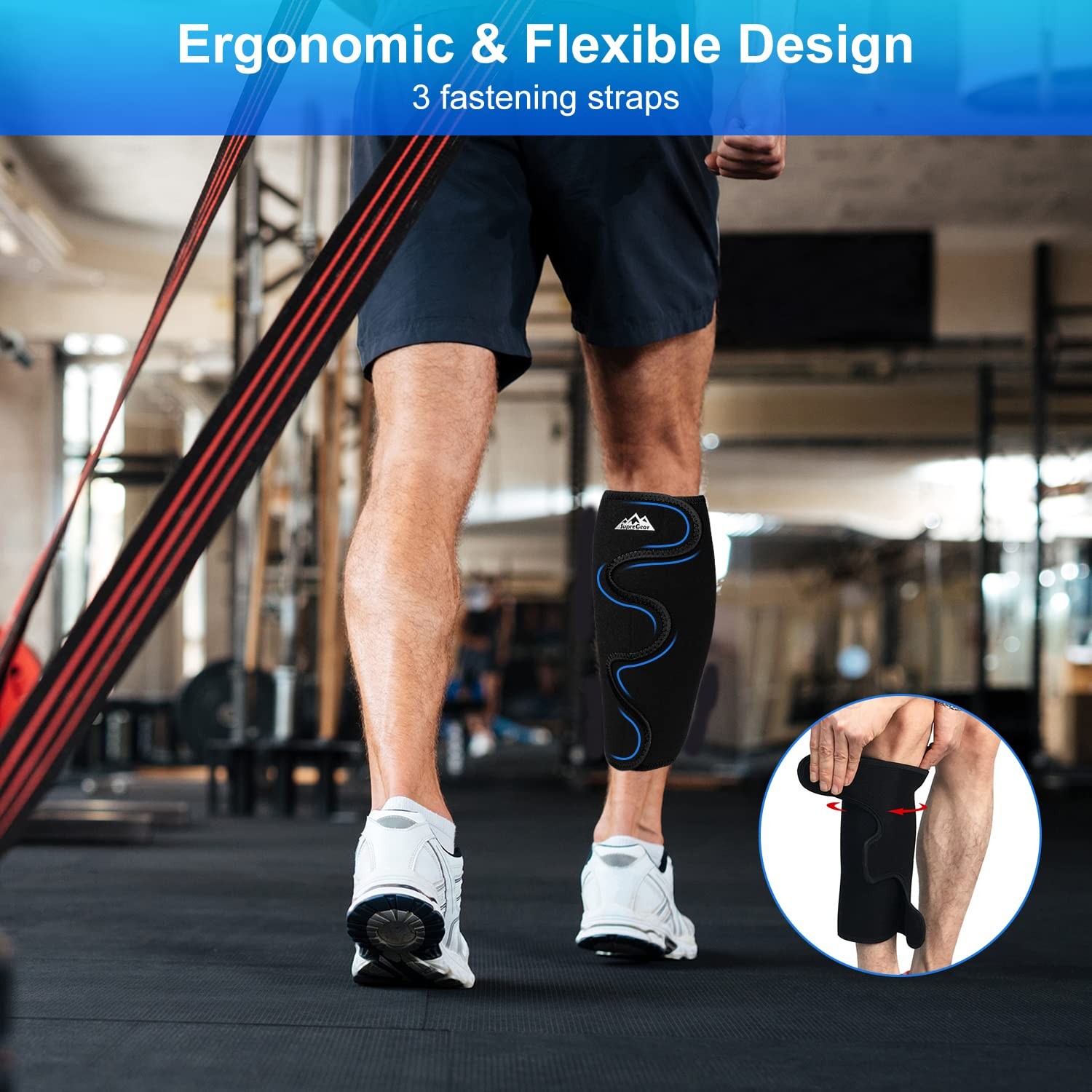 Calf Brace, Adjustable Shin Splint Compression Calf Wrap Sleeve for Muscle Sw…