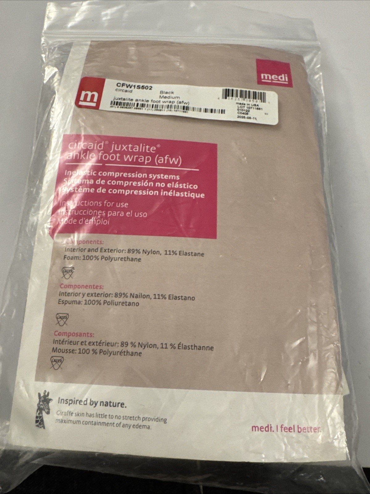 Medi Circaid Juxtafit Ankle Foot Wrap (afw) Medium Black New CS12