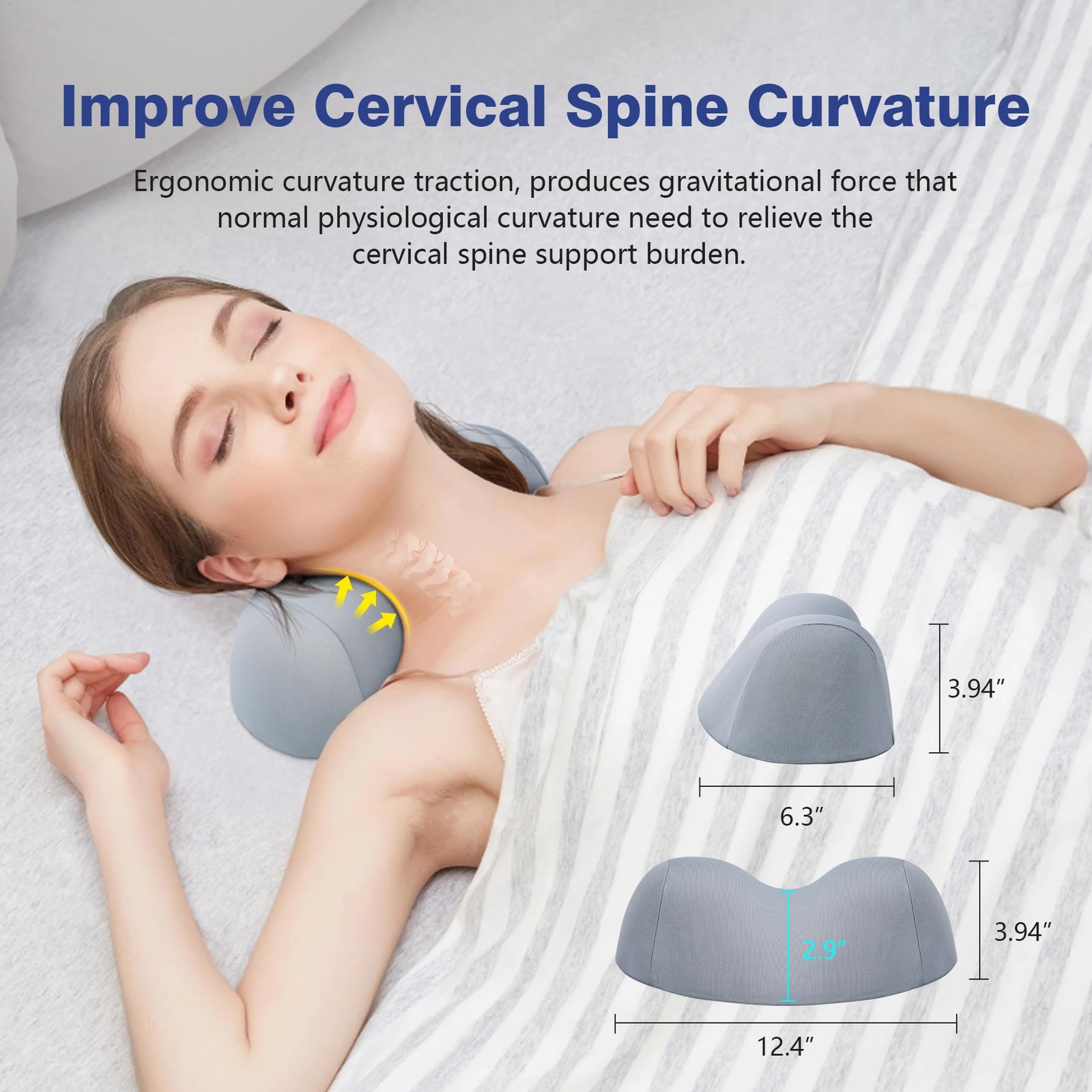 ComfortLife Small Neck Stretcher Pillow for Pain Relief, Medium Soft Cervical…