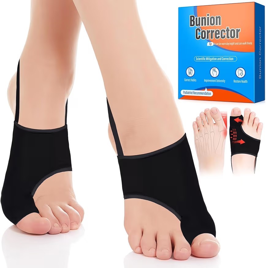 QCCL Orthopedic Bunion Corrector Medical Lycra Gel Pain Relief Black Unisex
