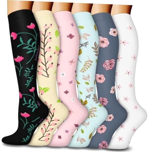 6 Pairs Compression Large-X-Large 01 Assort – Black/Blue/Grey/Pink/Beige/White