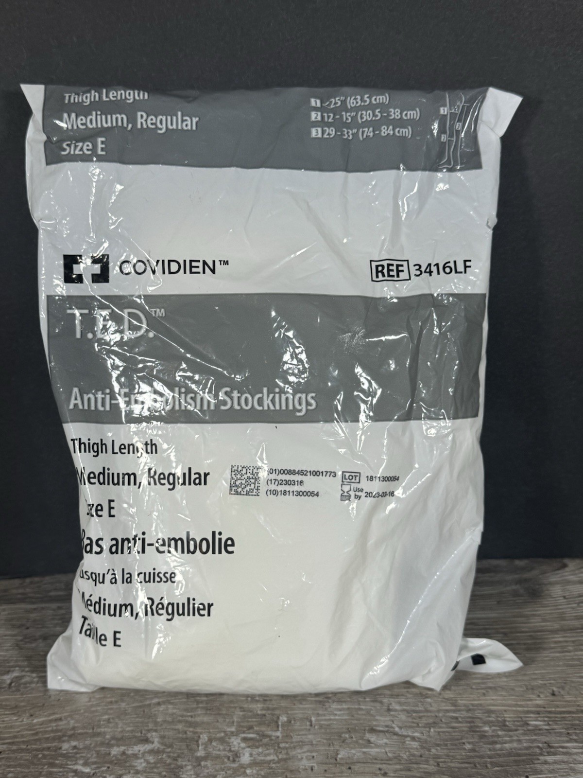 Covidien TED Anti Embolism Stockings Thigh Length Medium Regular Size E 3416LF