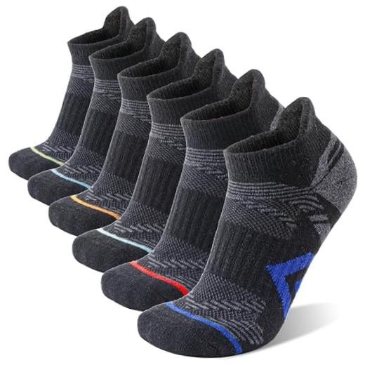 6 Pairs Merino Wool Ankle Hiking Running Socks Medium Assorted Black
