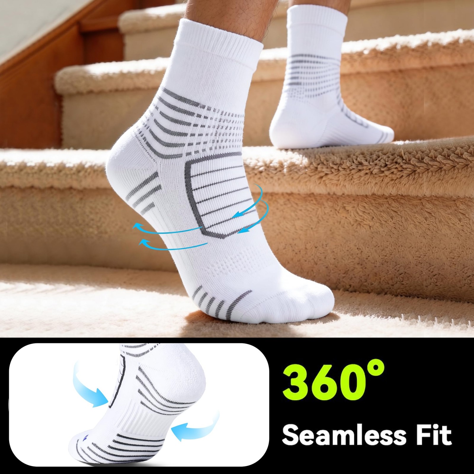 Compression socks men (US, Alpha, Large, Regular, Regular, 3 grey)