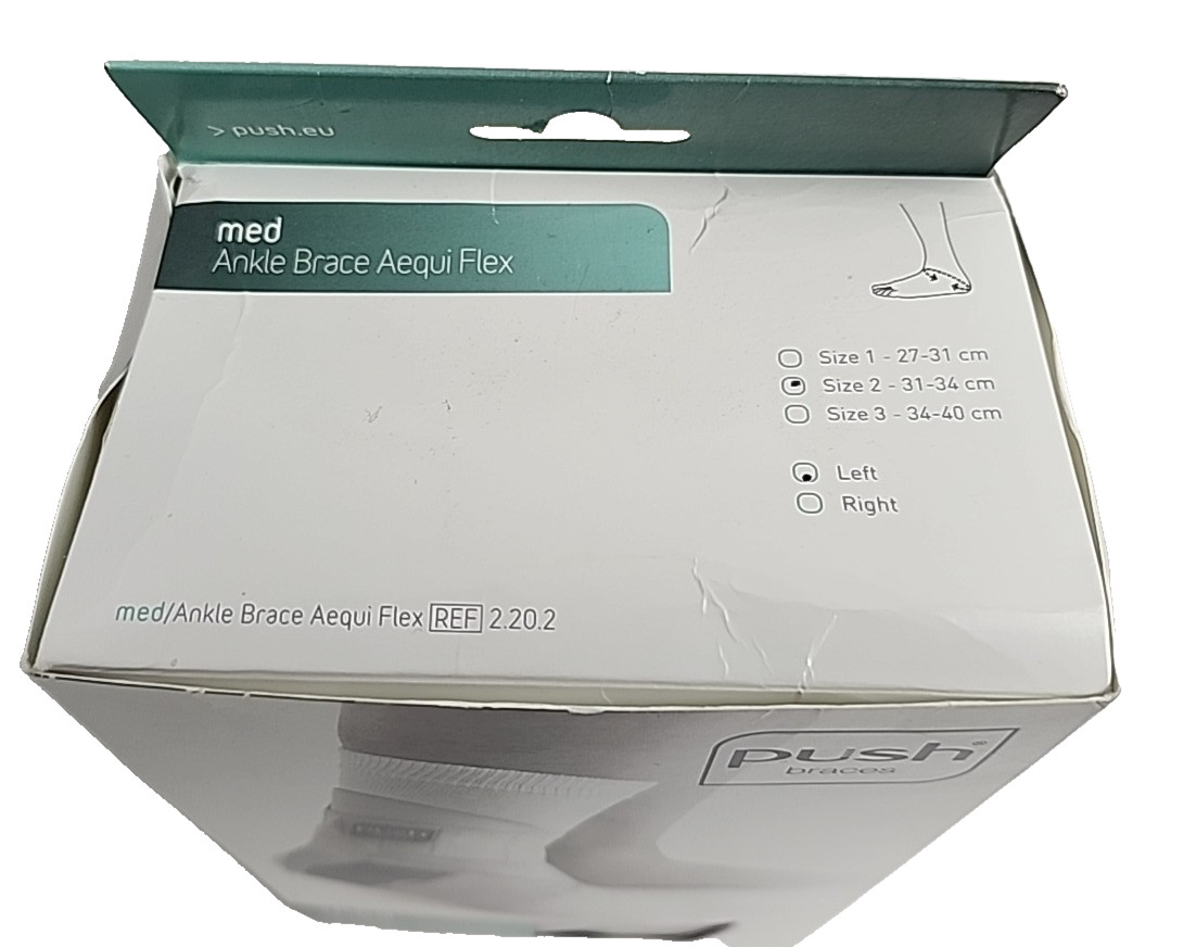 NEW Push Braces med Ankle Brace Aequi Flex Left Size 2 Gray