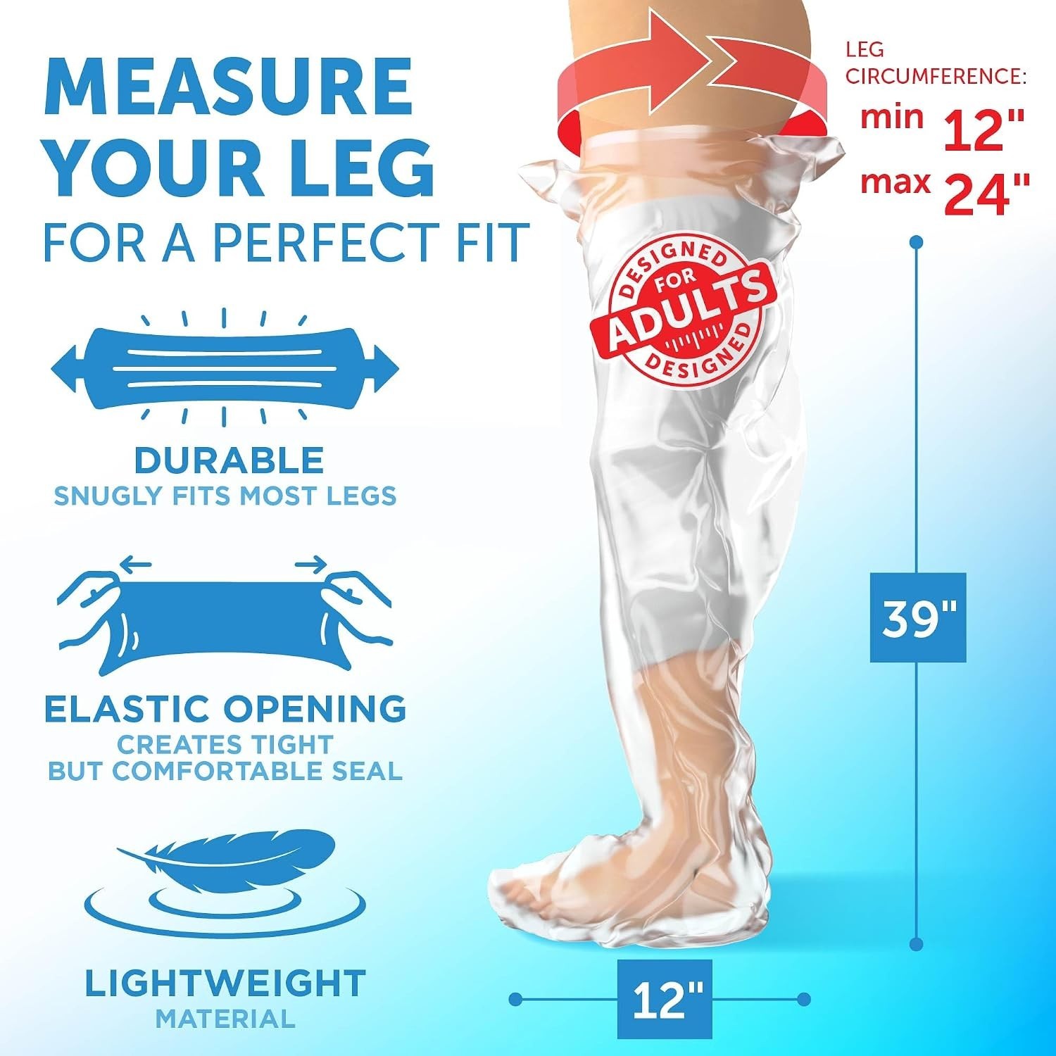 Lightweight Waterproof Cast Shower Cover for Full Leg – Comfortable & Reusable