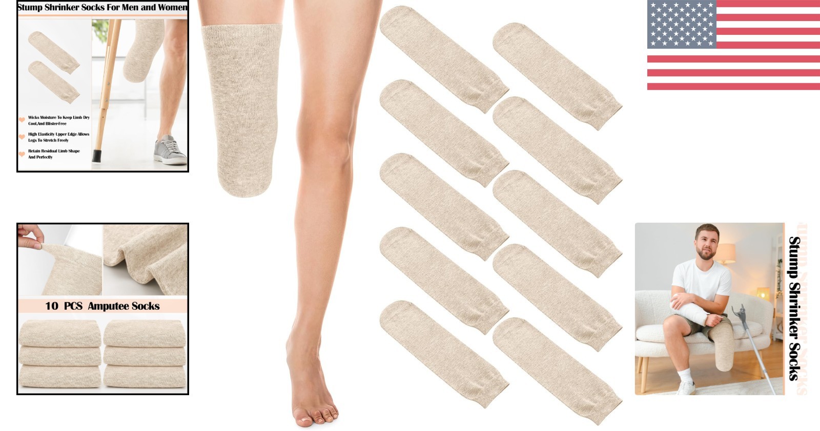 Nude Color Prosthetic Limb Socks – 10 Comfortable Amputee Tube Socks