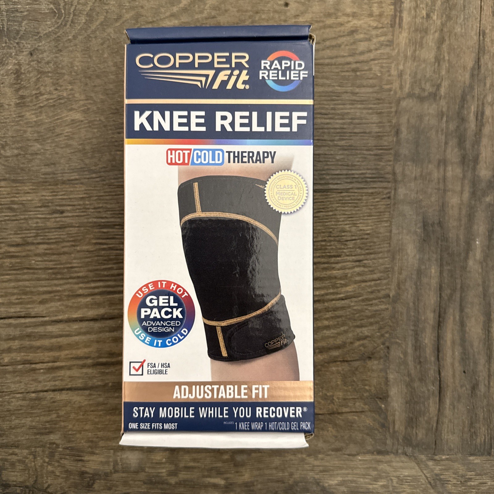 Copper Fit Rapid Relief Knee Hot Cold Therapy Adjustable Wrap One Size Fits Most