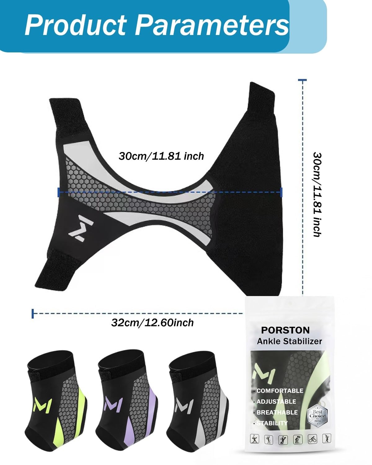 Porston Purple Ankle Brace Lace Up Stabilizer