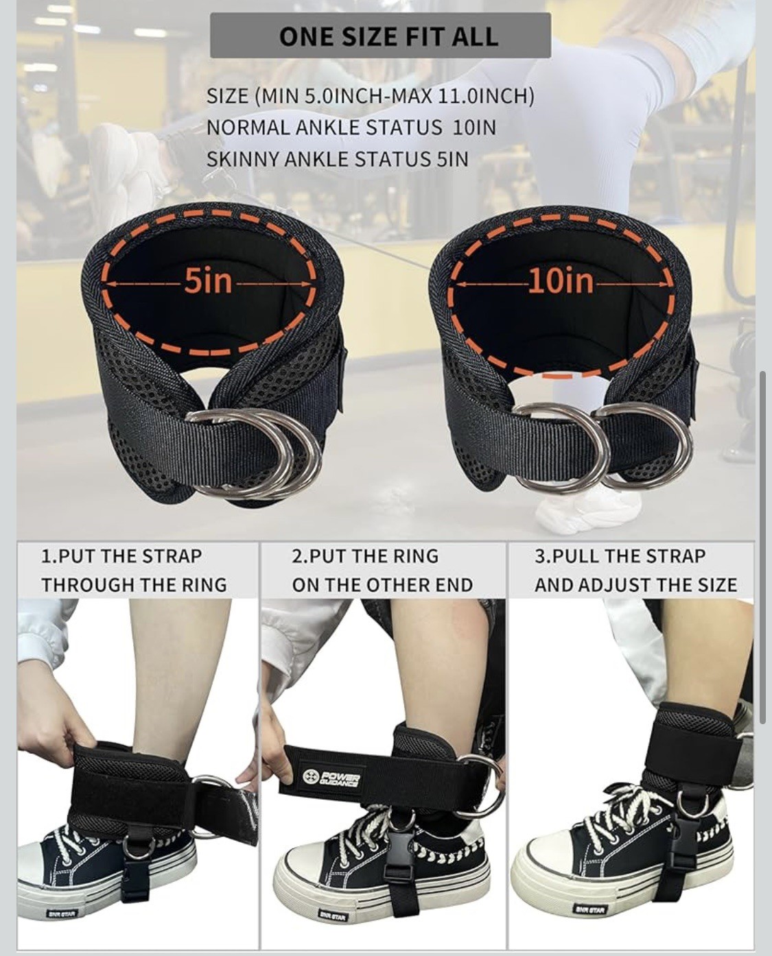 Ankle Strap for Cable Machine Professional Kickback for Glute Workout. Pair