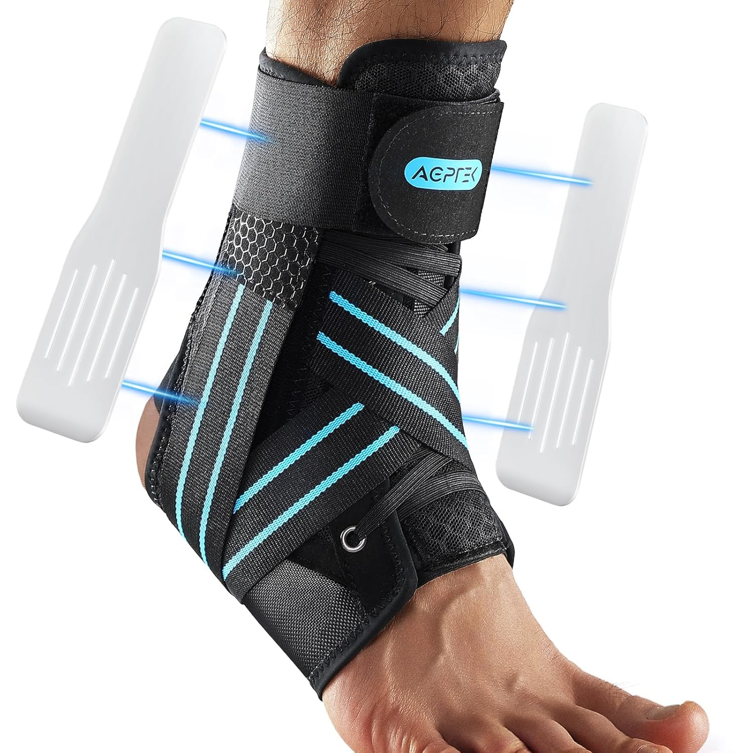 Ankle Brace for Women Men, Adjustable Lace-Up Ankle Support with Removable Splin