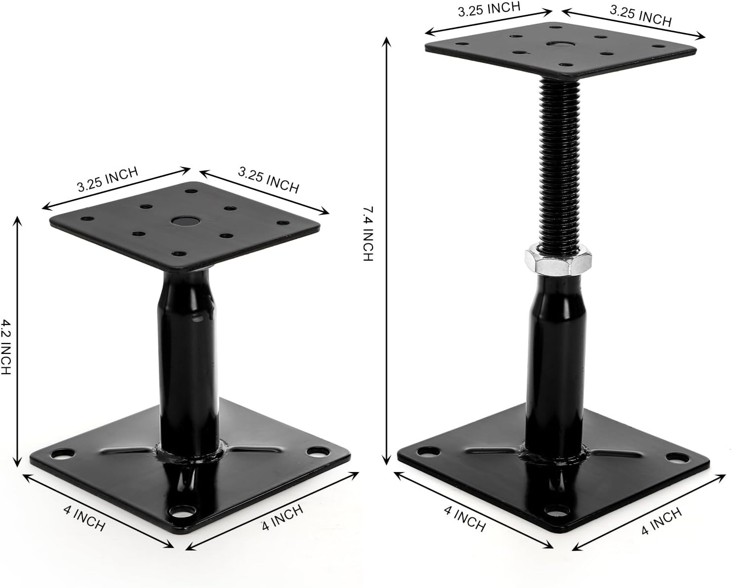 4 Pack Adjustable Support Jacks – Heavy Duty Floor Jack Set, Lifts 4.2″ to 7.4″
