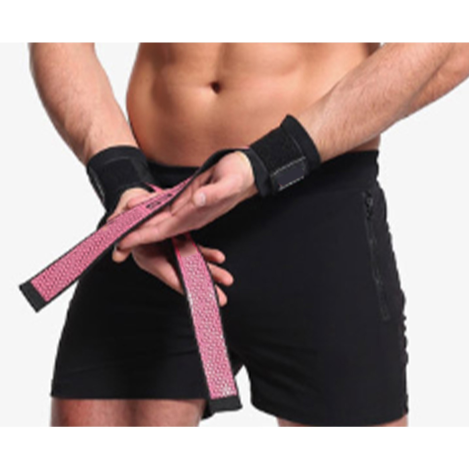 2PCS Anti Slip Weightlifting Wrist Strap For Fitness Black SCIT