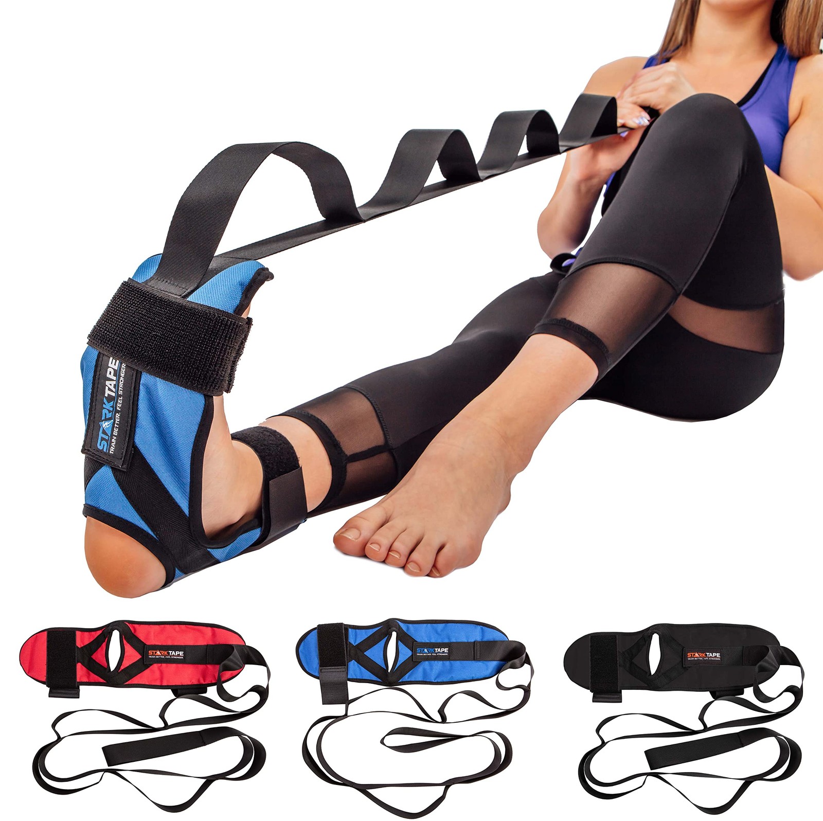 Starktape Fitness Foot and Leg Stretcher for Plantar Fasciitis, Improve Blue