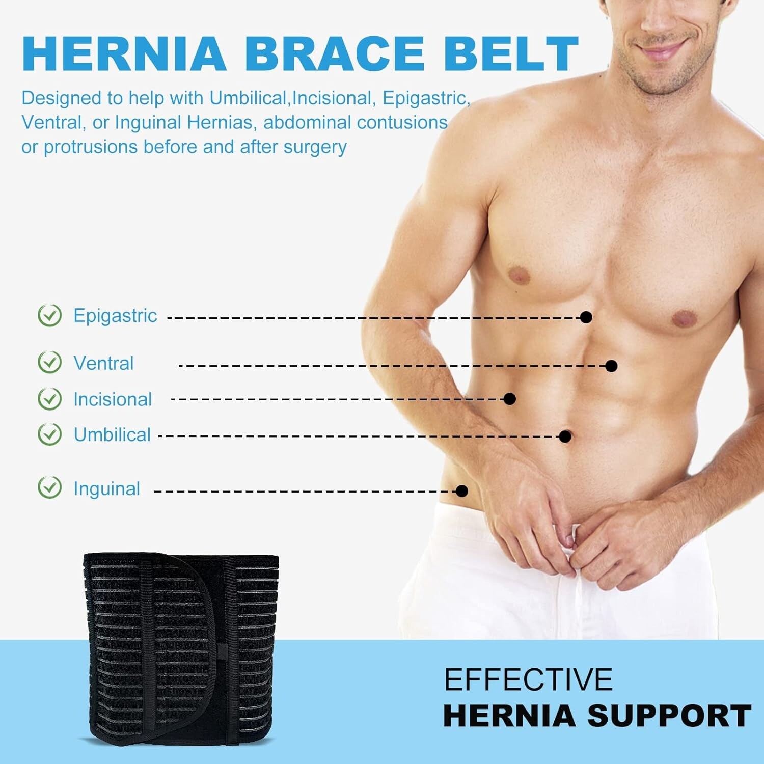 Umbilical Hernia Support Belt for Men Women Abdominal Binder Belly Button Girdle