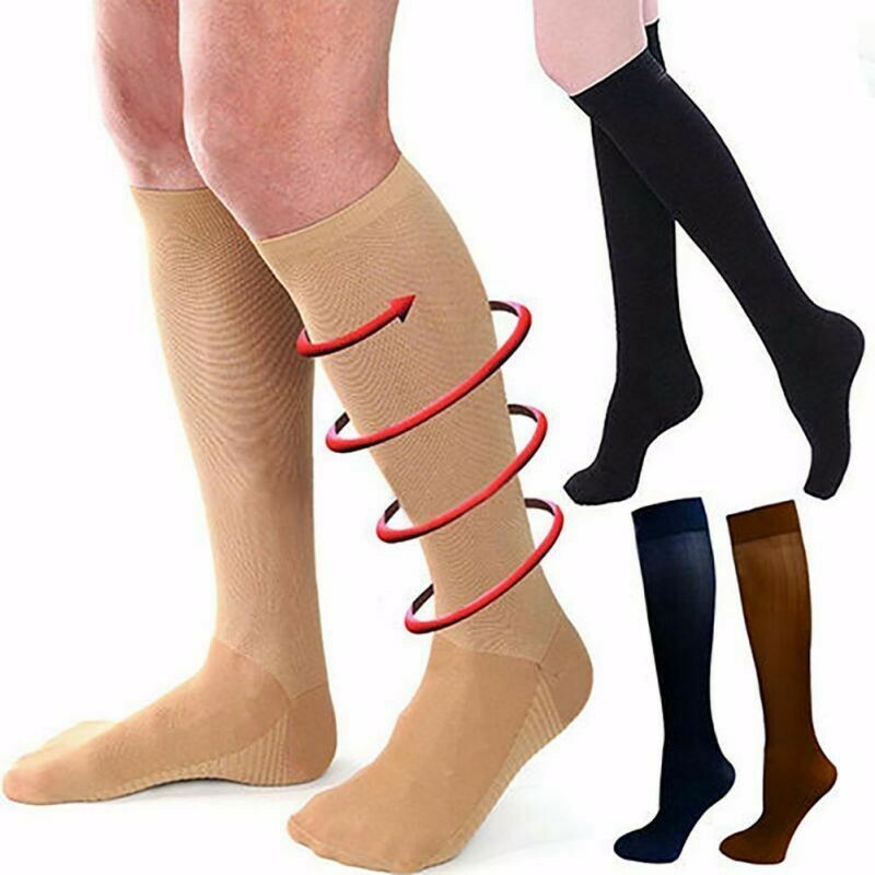 (3 Pairs) Compression Socks Knee High 20-30mmHg Graduated Mens Womens S-XXXL
