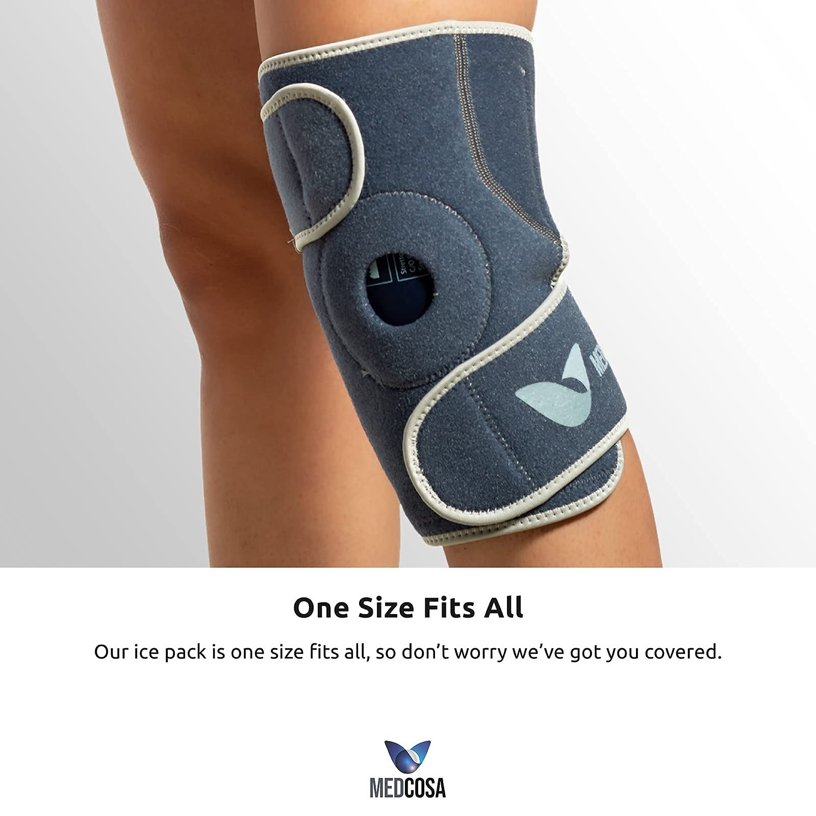 Medcosa Ice Pack for Knee – Hot or Cold Gel Wrap One Size, Light Blue