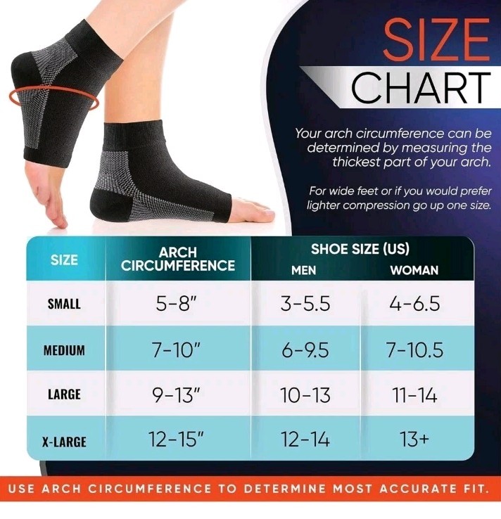 Physflex Compression Foot Sleeve Arch Support Size Large