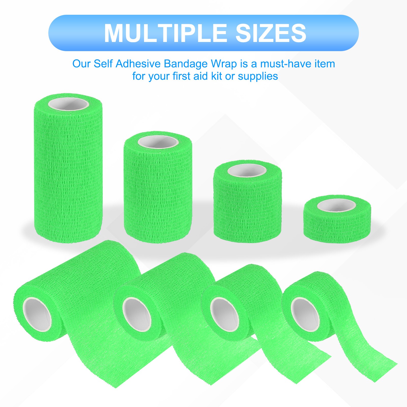 1″/2″/3″/4″ 24 Pcs 5 Yard Self Adhesive Bandage Wrap Self Tape Bright Green