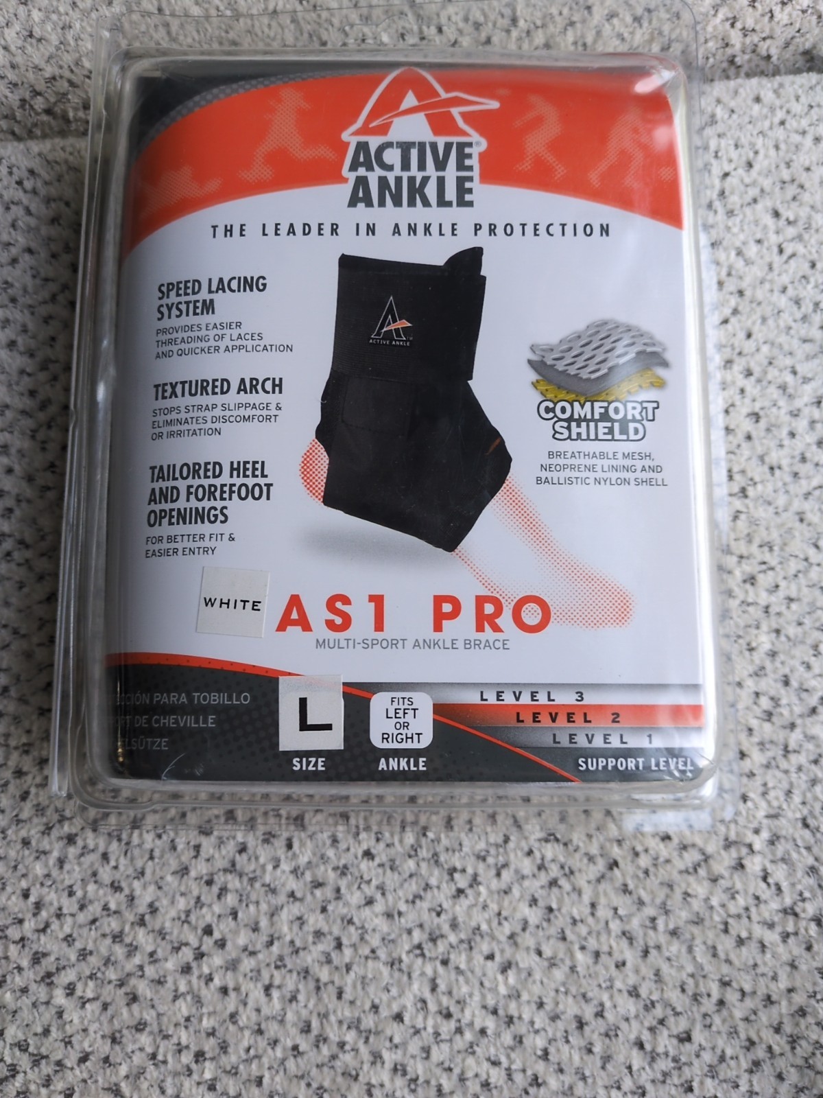 ACTIVE ANKLE AS1 PRO LARGE WHITE LEFT RIGHT LEVEL 2 SUPPORT BRACE E3 NEW NWT